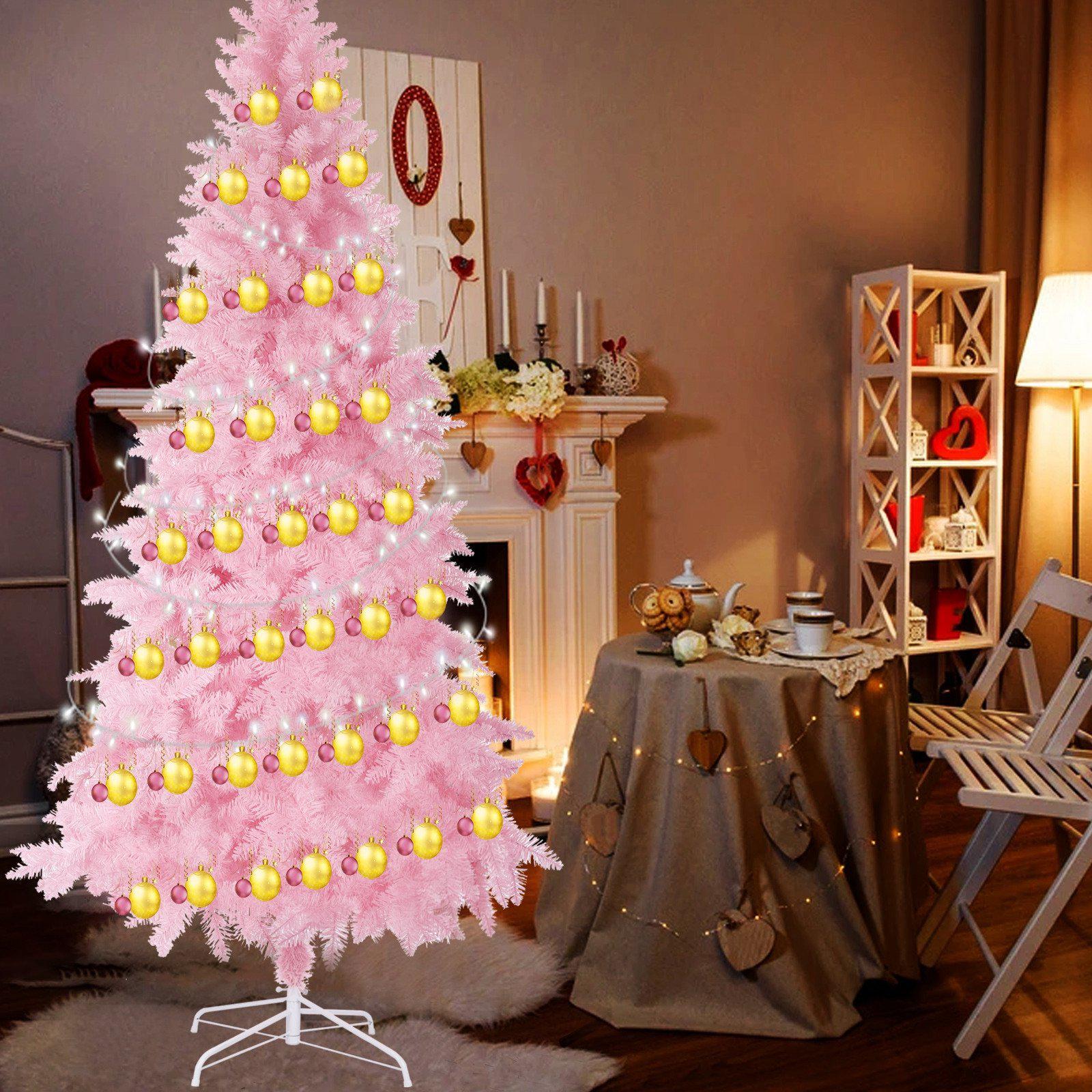 Pink Artificial  Christmas Tree, 8ft Full Tree, With Metal Stand