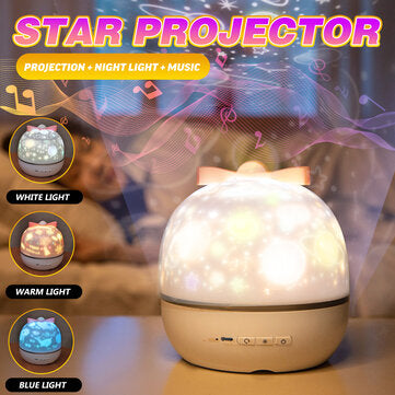 USB LED Star Projection Lamp Music Colorful Night Light Garden Birthday Christmas Gift