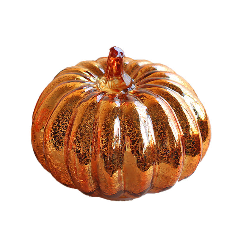 Glass Pumpkin Light LED Glowing Delicate Halloween Decorative Lamp Party Supplies For Thanksgiving Halloween Fall Decorations