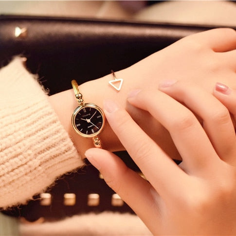 Small Gold Bangle Bracelet Luxury Watches, Stainless Steel, Retro Ladies Quartz Wristwatches, Fashion Casual Women Dress Watch