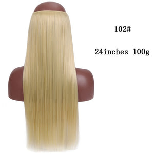 No Clips In Straight Hair Extensions, Invisible Ombre Bayalage, Synthetic Natural, Hidden Secret Wire Crown, Grey Pink Hair