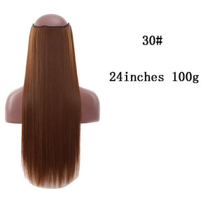 No Clips In Straight Hair Extensions, Invisible Ombre Bayalage, Synthetic Natural, Hidden Secret Wire Crown, Grey Pink Hair