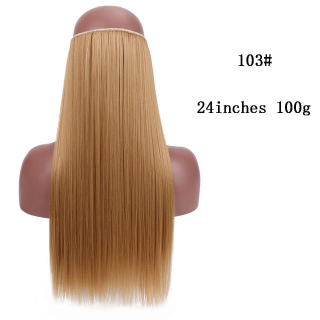 No Clips In Straight Hair Extensions, Invisible Ombre Bayalage, Synthetic Natural, Hidden Secret Wire Crown, Grey Pink Hair