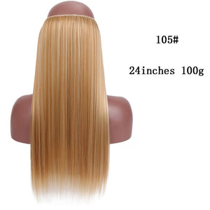 No Clips In Straight Hair Extensions, Invisible Ombre Bayalage, Synthetic Natural, Hidden Secret Wire Crown, Grey Pink Hair