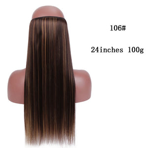 No Clips In Straight Hair Extensions, Invisible Ombre Bayalage, Synthetic Natural, Hidden Secret Wire Crown, Grey Pink Hair