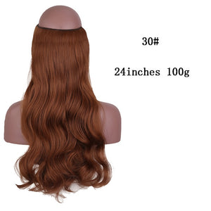 No Clips In Straight Hair Extensions, Invisible Ombre Bayalage, Synthetic Natural, Hidden Secret Wire Crown, Grey Pink Hair