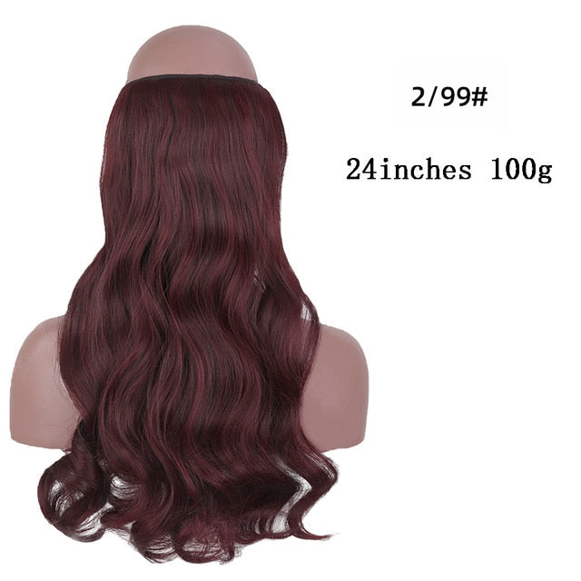 No Clips In Straight Hair Extensions, Invisible Ombre Bayalage, Synthetic Natural, Hidden Secret Wire Crown, Grey Pink Hair