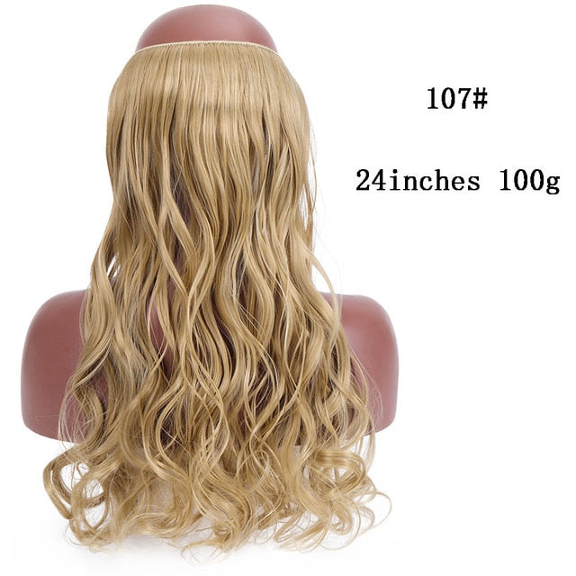 No Clips In Straight Hair Extensions, Invisible Ombre Bayalage, Synthetic Natural, Hidden Secret Wire Crown, Grey Pink Hair