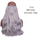 No Clips In Straight Hair Extensions, Invisible Ombre Bayalage, Synthetic Natural, Hidden Secret Wire Crown, Grey Pink Hair