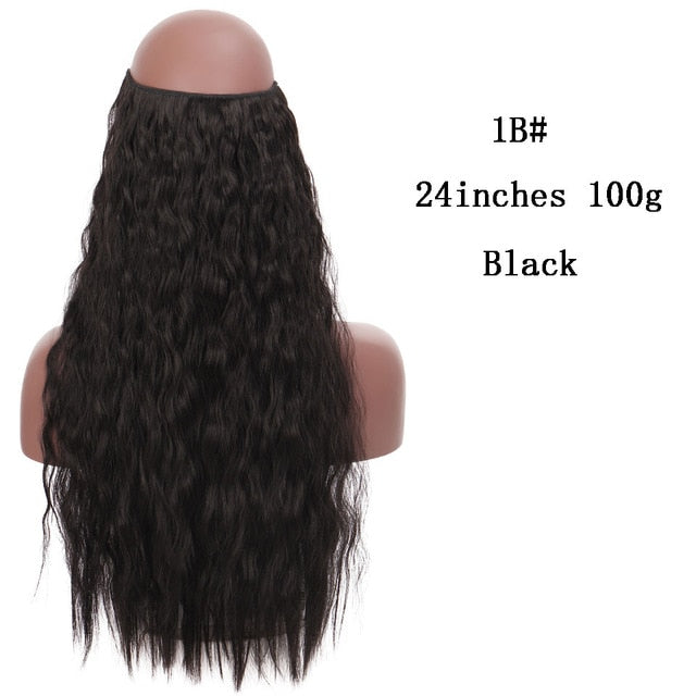 No Clips In Straight Hair Extensions, Invisible Ombre Bayalage, Synthetic Natural, Hidden Secret Wire Crown, Grey Pink Hair