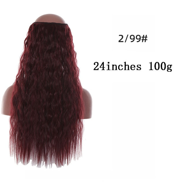 No Clips In Straight Hair Extensions, Invisible Ombre Bayalage, Synthetic Natural, Hidden Secret Wire Crown, Grey Pink Hair