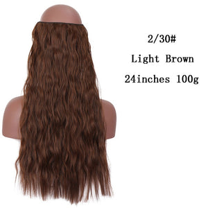 No Clips In Straight Hair Extensions, Invisible Ombre Bayalage, Synthetic Natural, Hidden Secret Wire Crown, Grey Pink Hair