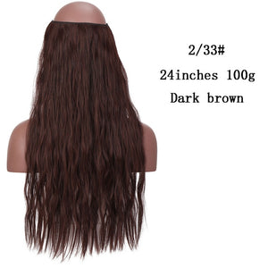 No Clips In Straight Hair Extensions, Invisible Ombre Bayalage, Synthetic Natural, Hidden Secret Wire Crown, Grey Pink Hair