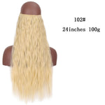 No Clips In Straight Hair Extensions, Invisible Ombre Bayalage, Synthetic Natural, Hidden Secret Wire Crown, Grey Pink Hair