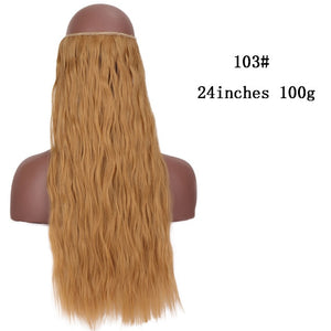 No Clips In Straight Hair Extensions, Invisible Ombre Bayalage, Synthetic Natural, Hidden Secret Wire Crown, Grey Pink Hair