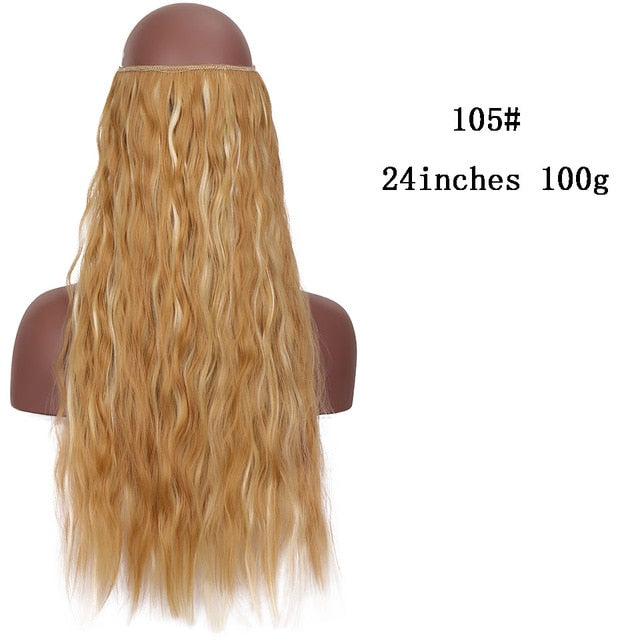 No Clips In Straight Hair Extensions, Invisible Ombre Bayalage, Synthetic Natural, Hidden Secret Wire Crown, Grey Pink Hair