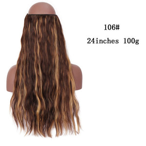 No Clips In Straight Hair Extensions, Invisible Ombre Bayalage, Synthetic Natural, Hidden Secret Wire Crown, Grey Pink Hair