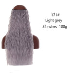 No Clips In Straight Hair Extensions, Invisible Ombre Bayalage, Synthetic Natural, Hidden Secret Wire Crown, Grey Pink Hair