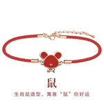 Chinese Style Trendy 12 Chinese Zodiac Animal Red String Bracelet