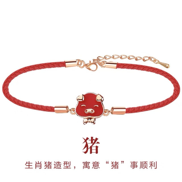 Chinese Style Trendy 12 Chinese Zodiac Animal Red String Bracelet