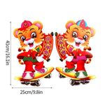 2022 Chinese New Year Door and Window Stickers, Cute Tiger Pattern, 2pcs Couplets