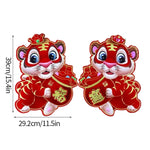 2022 Chinese New Year Door and Window Stickers, Cute Tiger Pattern, 2pcs Couplets