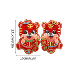 2022 Chinese New Year Door and Window Stickers, Cute Tiger Pattern, 2pcs Couplets